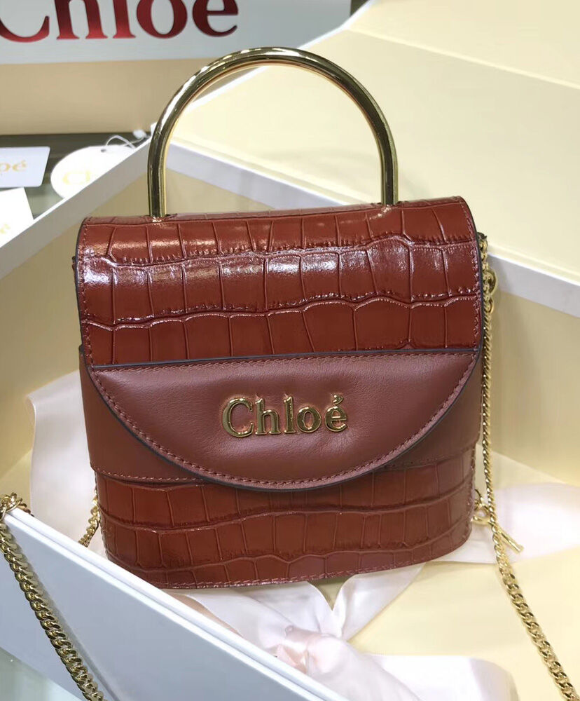 Chloe Small Aby Lock Bag Handbag Leather Coffee